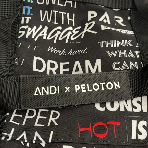 Andi x Peloton Stylish Black and White Graphic Tote Bag - Picture 3 of 6